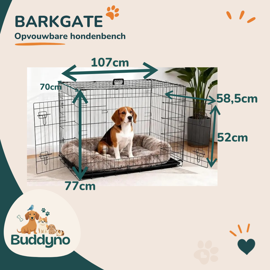 BARKGATE | Opvouwbare hondenbench met twee deuren