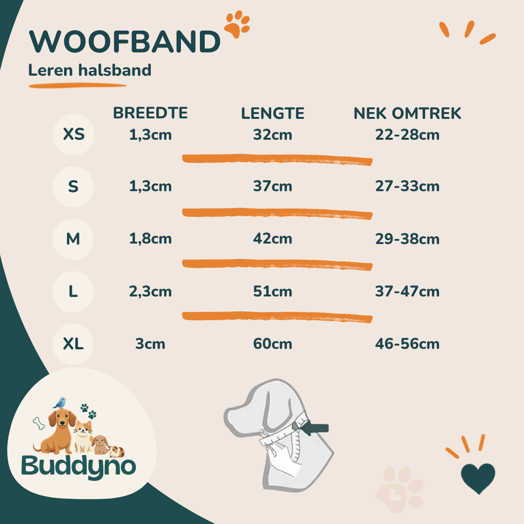 WOOFBAND | Leren halsband met zachte binnenvoering
