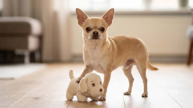 chihuahua met speeltje