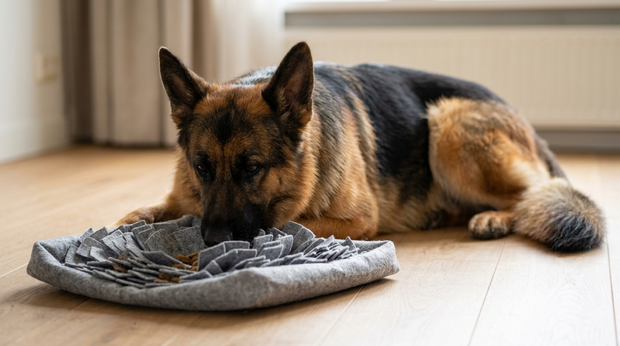 Duitse Herder met snuffelmat