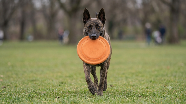 hond met frisbee
