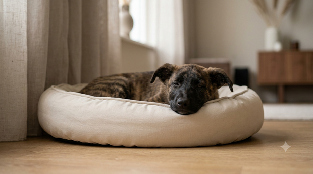 slapende puppy donutmand