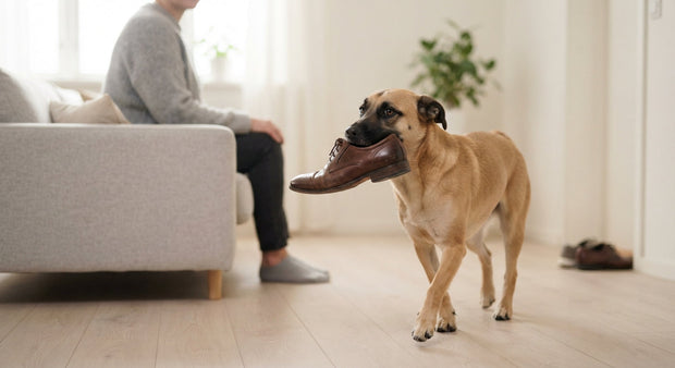 hond steelt schoenen