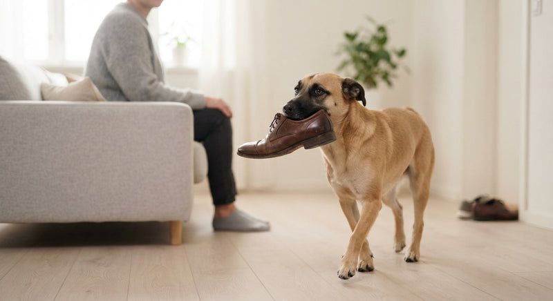 hond steelt schoenen