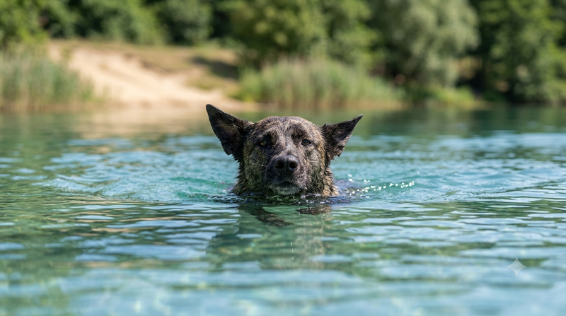 zwemmende hond