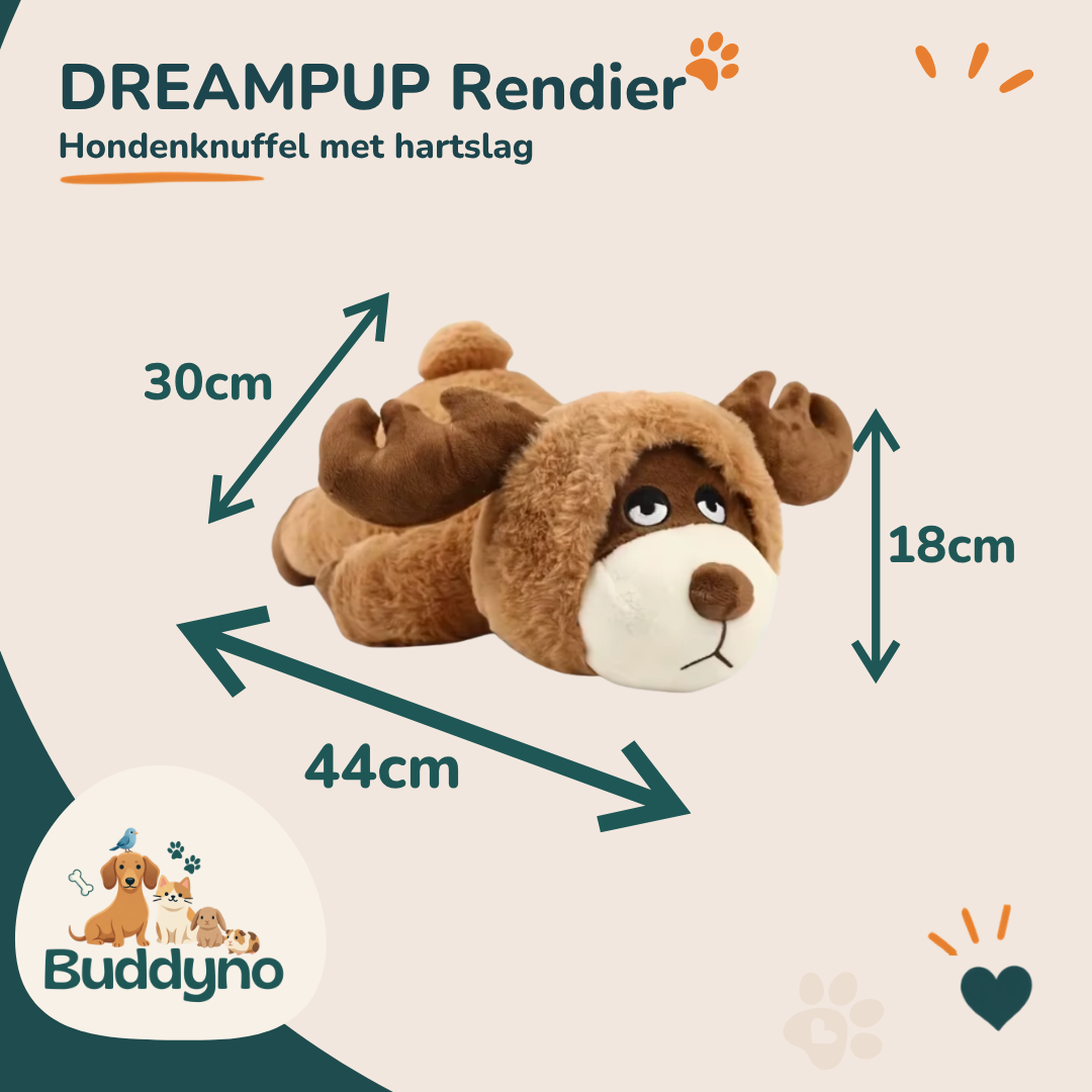 DREAMPUP | Hondenknuffel met hartslag Rendier Premium