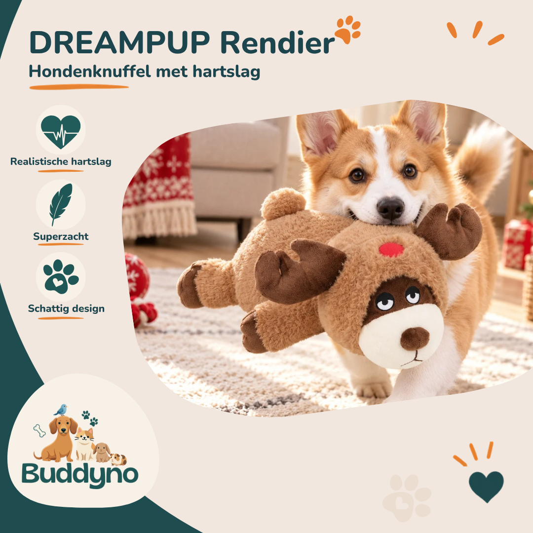 DREAMPUP | Hondenknuffel met hartslag Rendier Premium