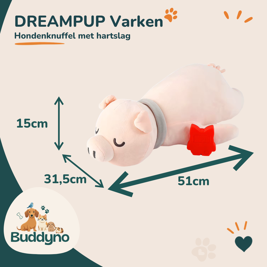 DREAMPUP | Hondenknuffel met hartslag Varken Premium