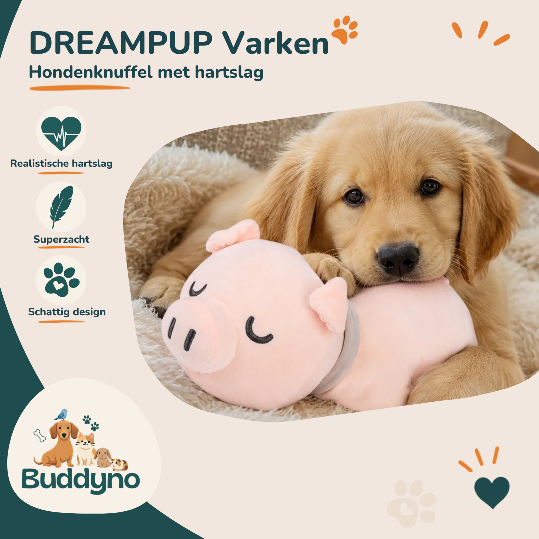 DREAMPUP | Hondenknuffel met hartslag Varken Premium