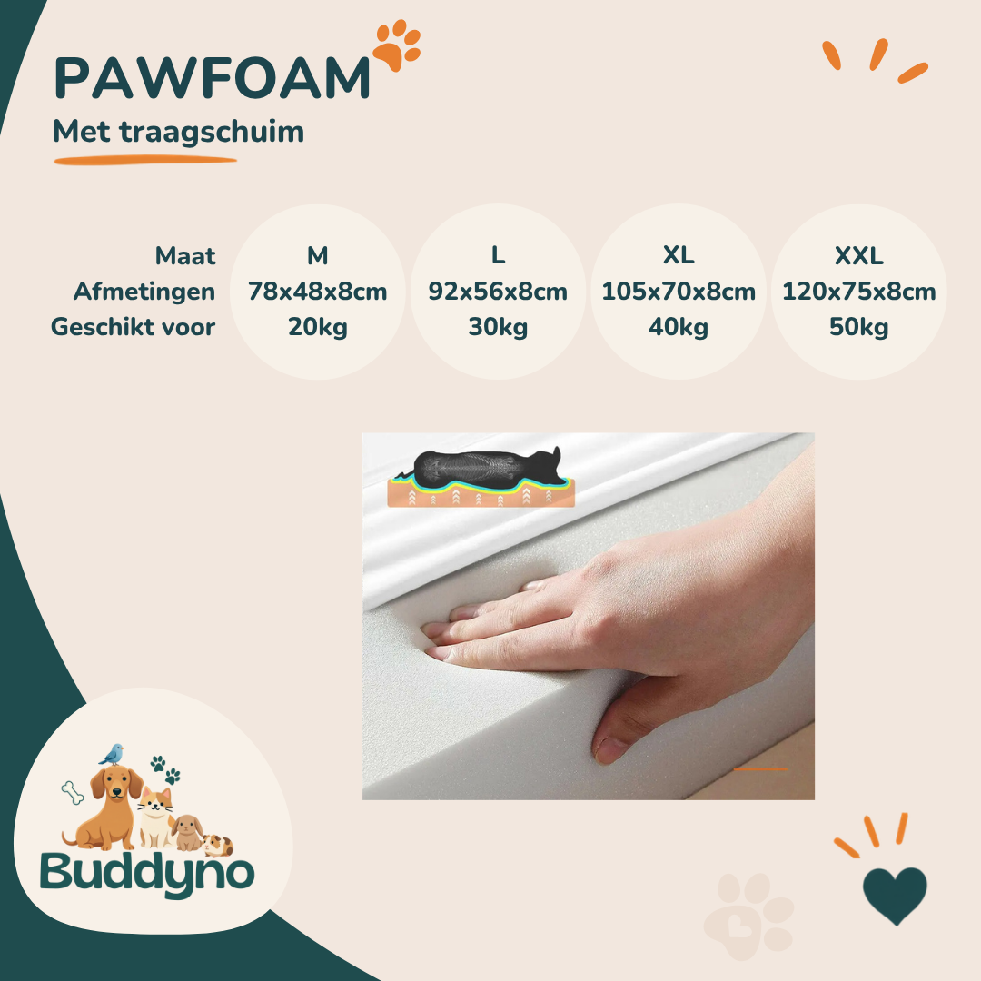 PAWFOAM | Traagschuim bed met wasbare hoes