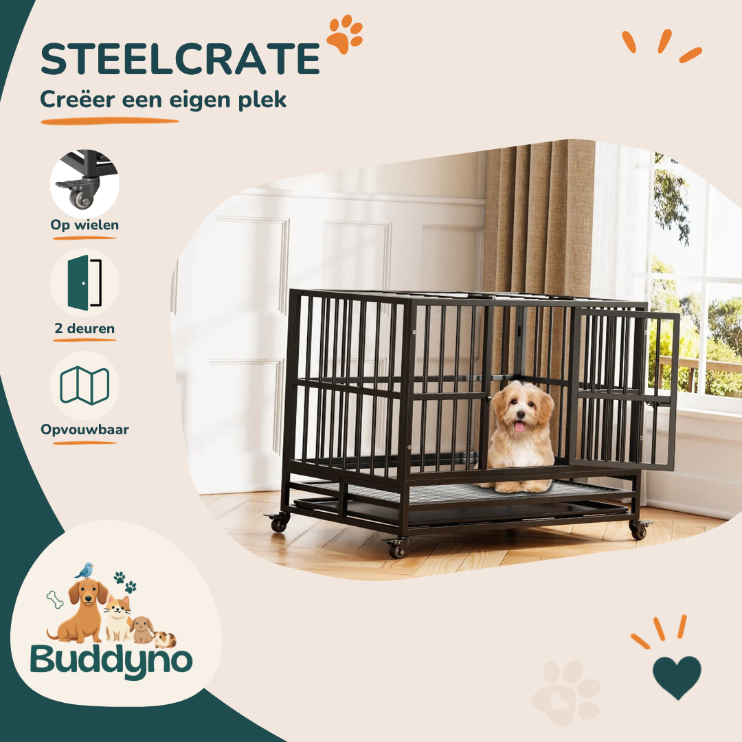 STEELCRATE | Stevige vouwbare bench met twee deuren