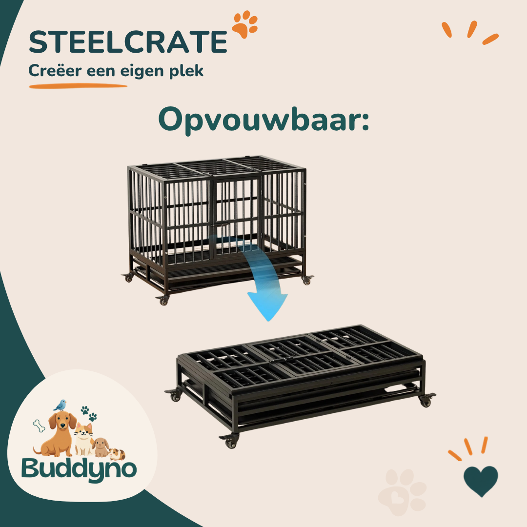 STEELCRATE | Stevige vouwbare bench met twee deuren