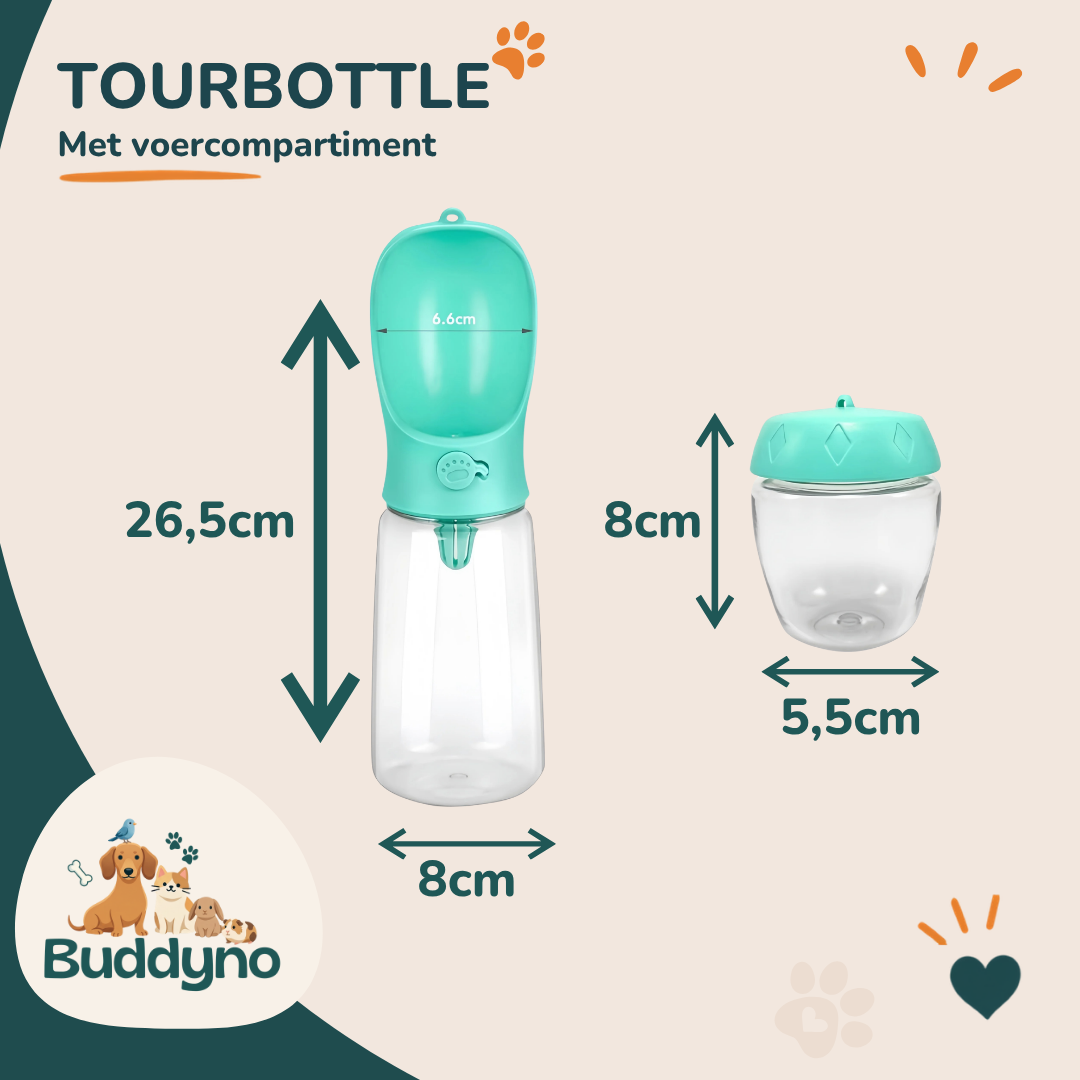 TOURBOTTLE | Drinkfles met voercompartiment