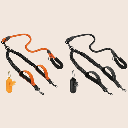 WAGGLELEASH | Dubbele hondenlijn met schokabsorptie