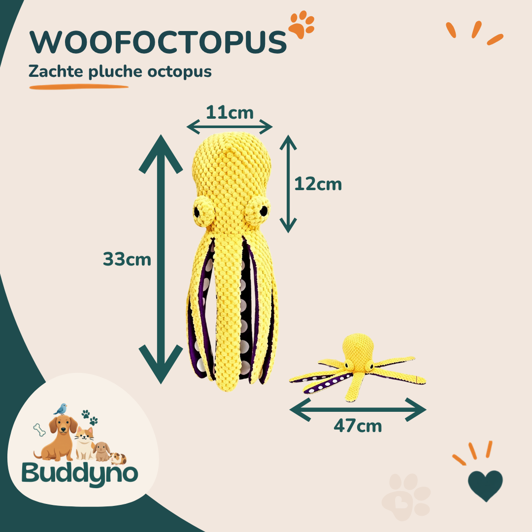 WOOFOCTOPUS | Zachte octopus met pieper voor honden
